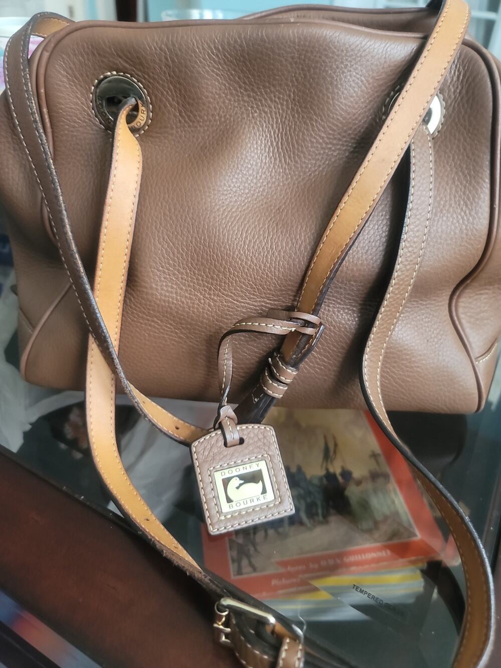Dooney & Bourke Portofino 2P868 Grommet Satchel Leather Gold Dome Bag